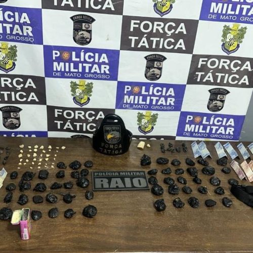Força Tática e Raio apreendem 132 porções de drogas e prendem dupla por tráfico em Rondonópolis