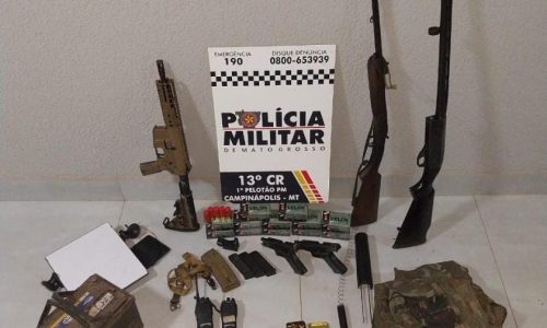 Polícia Militar prende faccionados com fuzil, espingarda, pistolas e mais de 300 munições