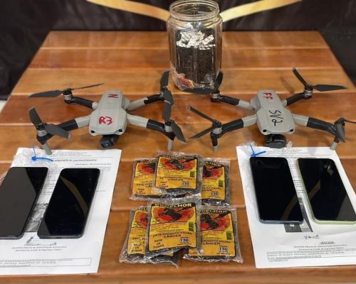 Drones são abatidos pela Polícia Penal após tentar deixar celulares em unidades prisionais do interior