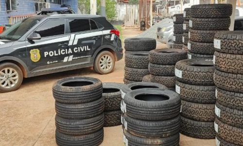 Polícia Civil prende duas pessoas e recupera 67 pneus furtados de empresa