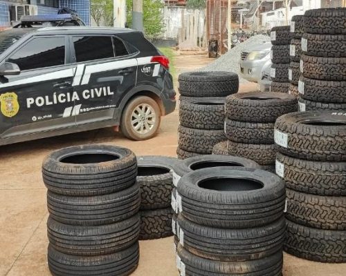 Polícia Civil prende duas pessoas e recupera 67 pneus furtados de empresa