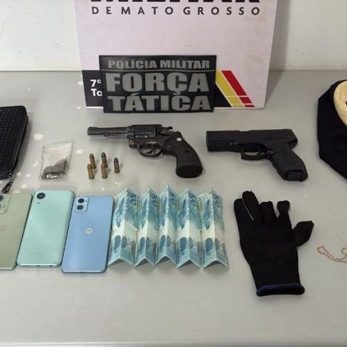 Força Tática prende suspeito por roubos e apreende arma de fogo e munições