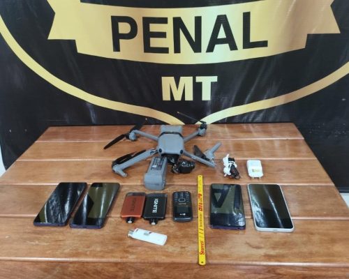 Polícia Penal intercepta drone com carga de telefones e acessórios na penitenciária da Mata Grande