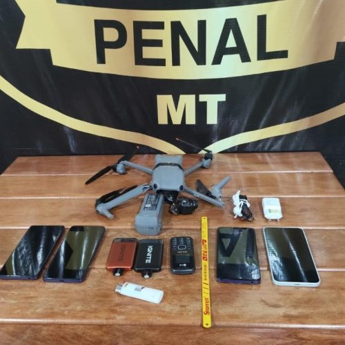 Polícia Penal intercepta drone com carga de telefones e acessórios na penitenciária da Mata Grande