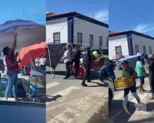 Fiscalização no Centro faz ambulantes correrem contra o tempo para salvar mercadorias em Cuiabá