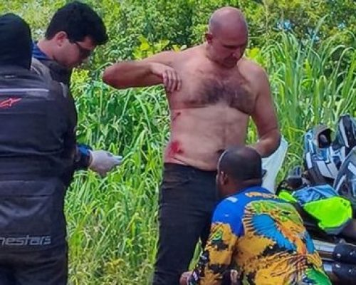 Prefeito Abilio Brunini sofre queda de motocicleta durante passeio e recebe atendimento médico